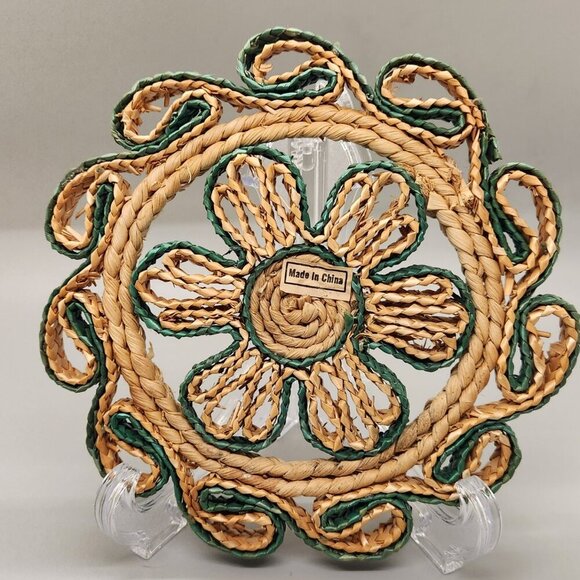 Vintage Woven Wicker Rattan Trivets Hot Pads Pot Holders Boho Decor - Picture 2 of 2